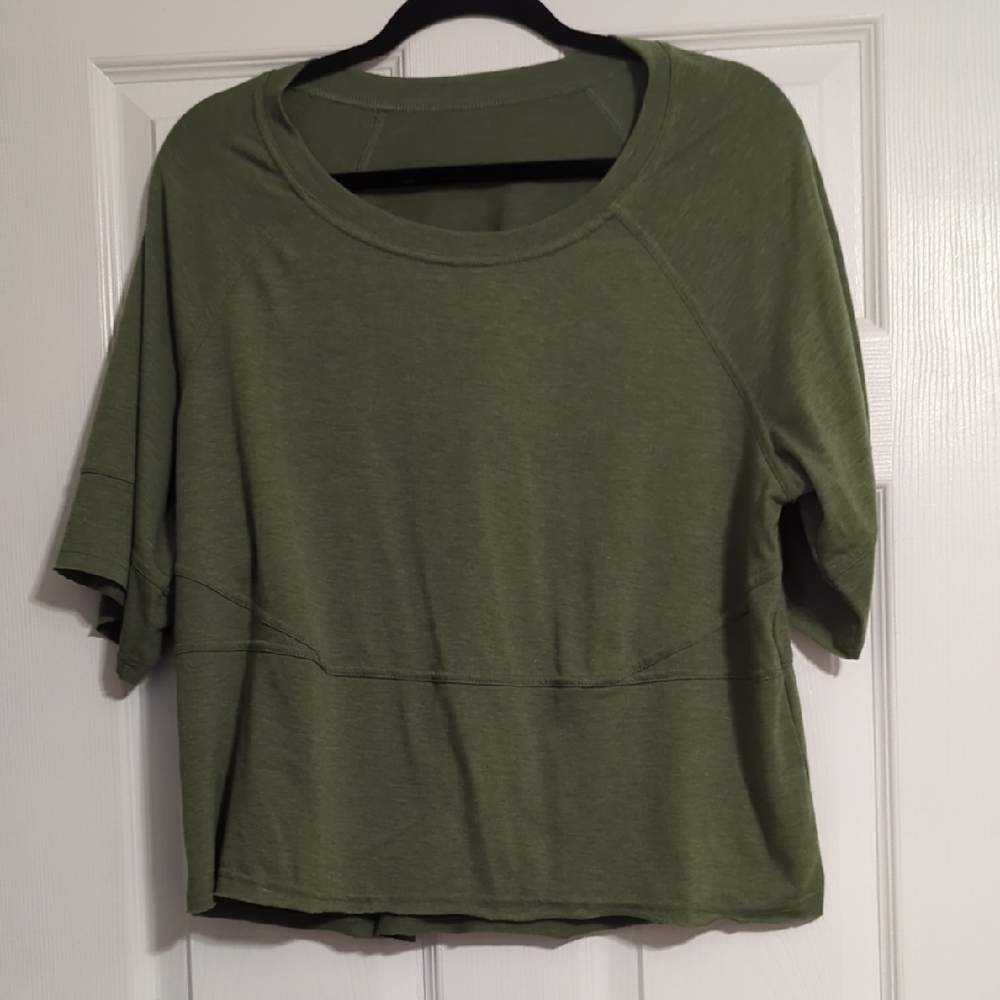 Casual Olive Green Short Sleeve Women's Top